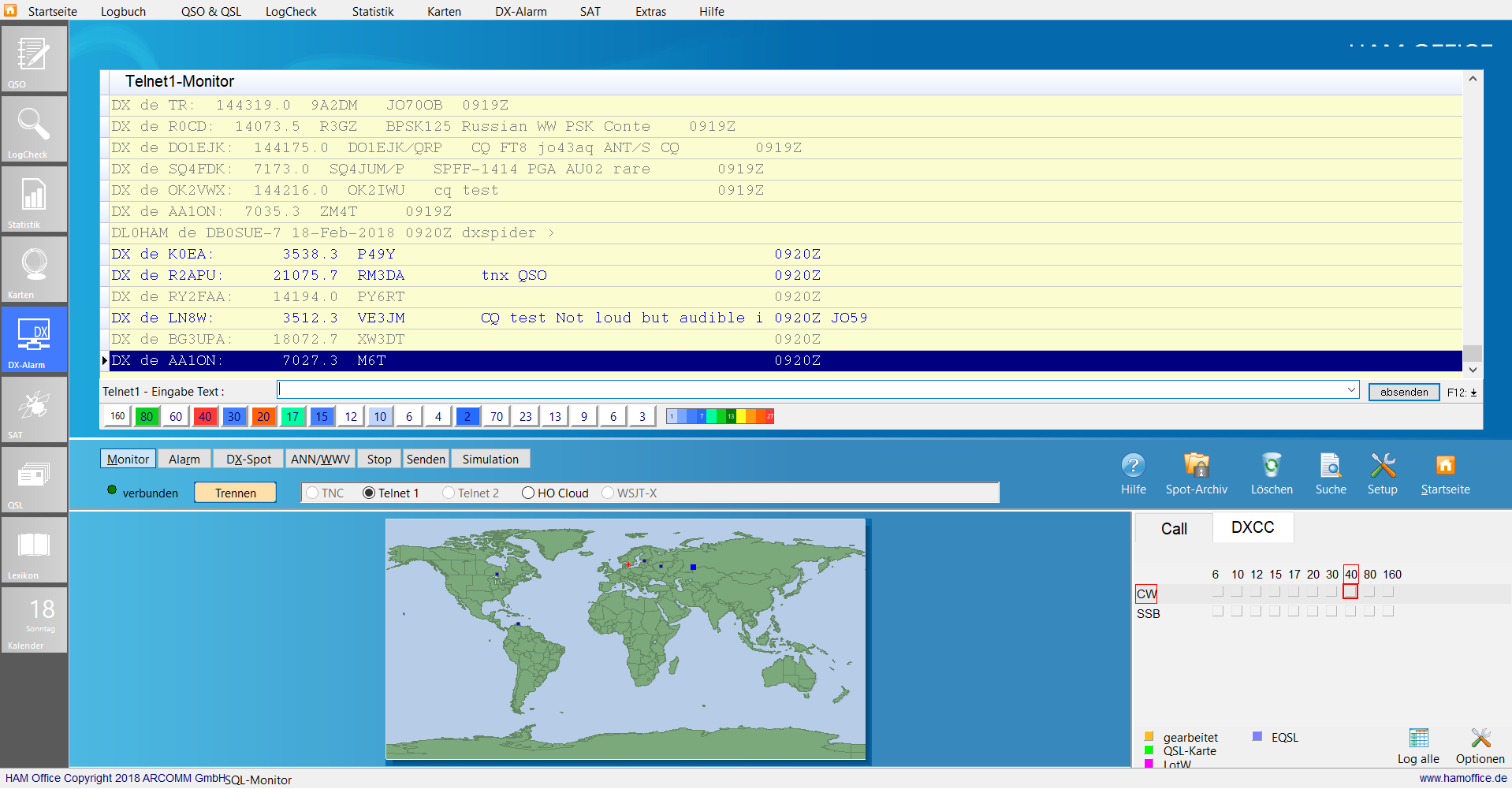 dx-cluster tx-fenster hamoffice mein amateurfunk logbuch