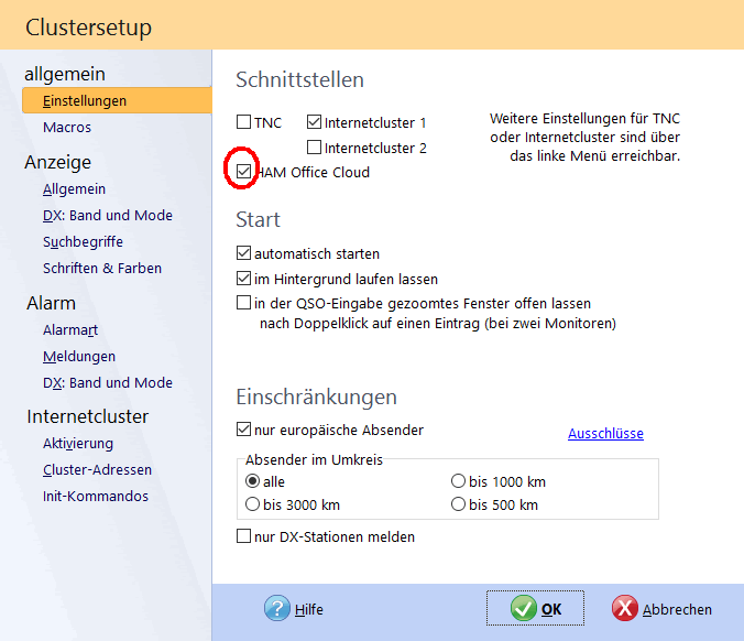 Hamoffice-Cloud im DX-Cluster