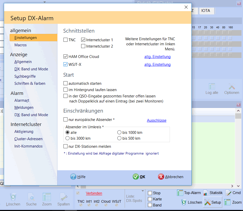 WSJT-X Aktivierung bei DX-Alarm