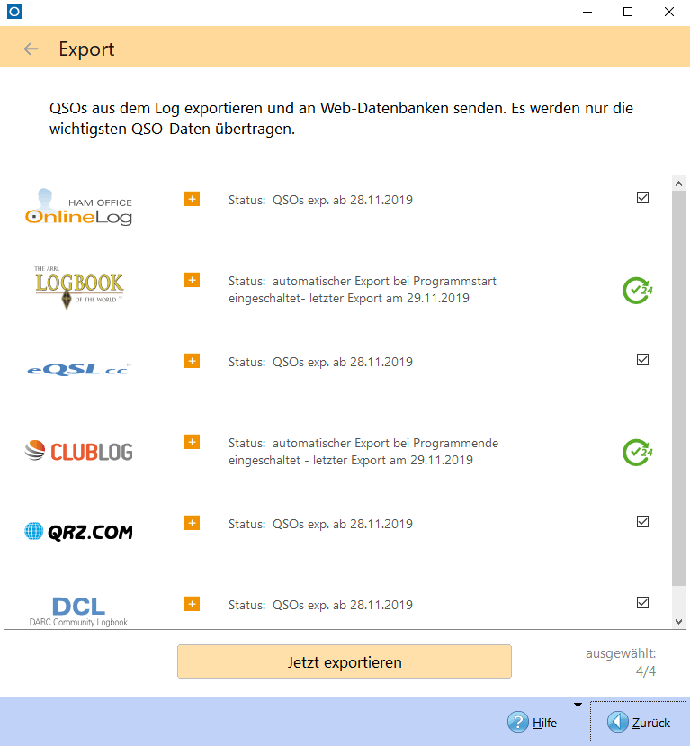 QSO-Export in das Internet Hamoffice mein Amateurfunk Logbuch