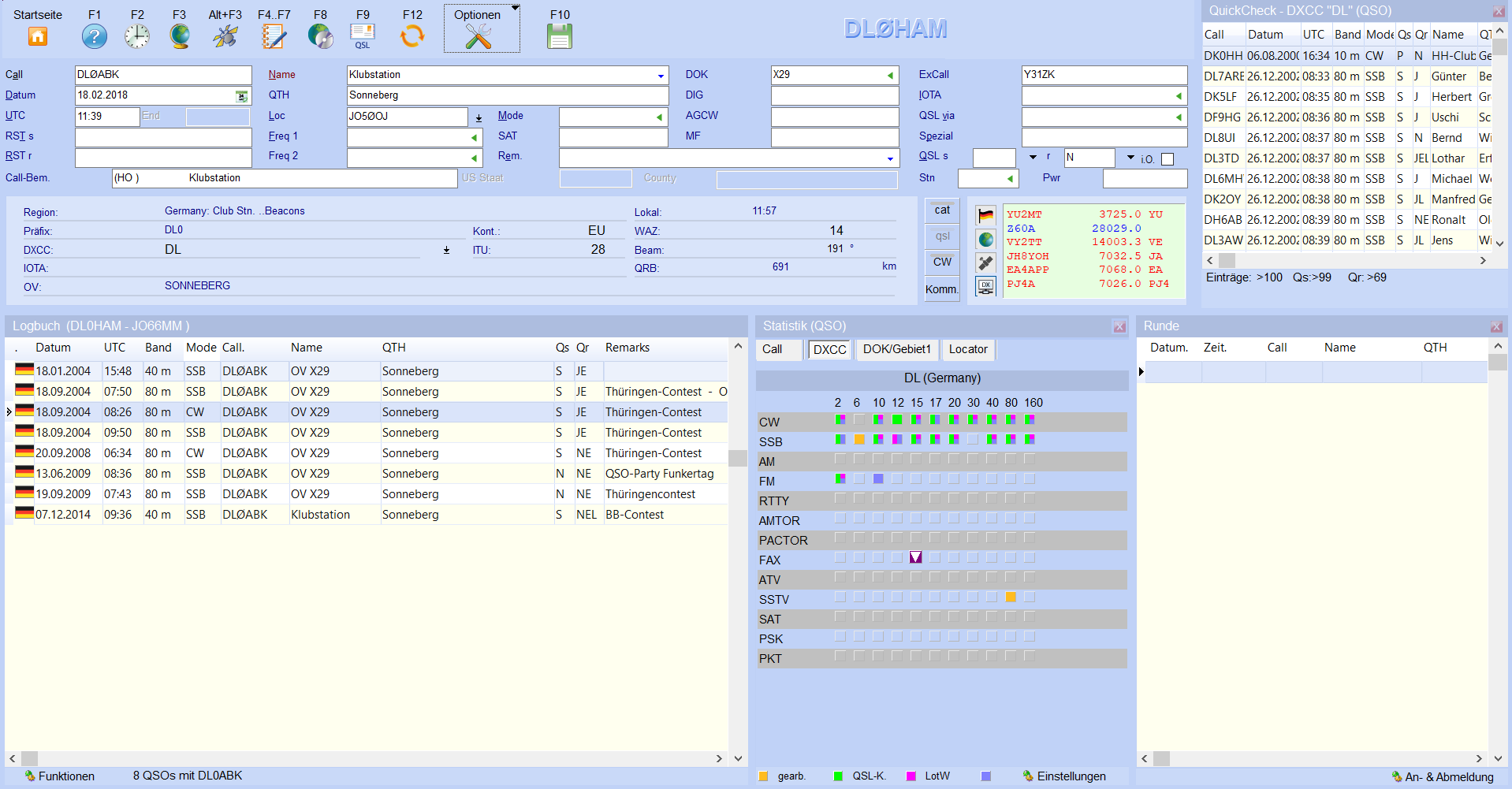 qsoeingabe quickcheck statistik runde hamoffice mein amateurfunk logbuch