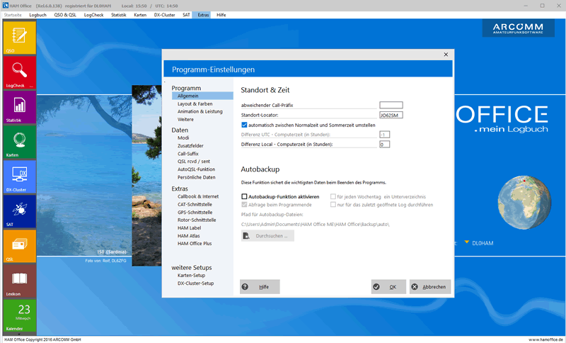 Fenster im Windows-10-Layout Hamoffice mein Amateurfunk Logbuch