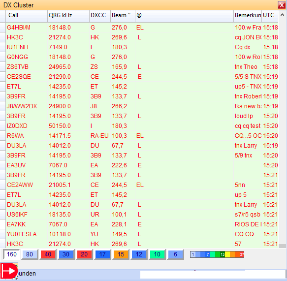 band filter dx-alarm-window