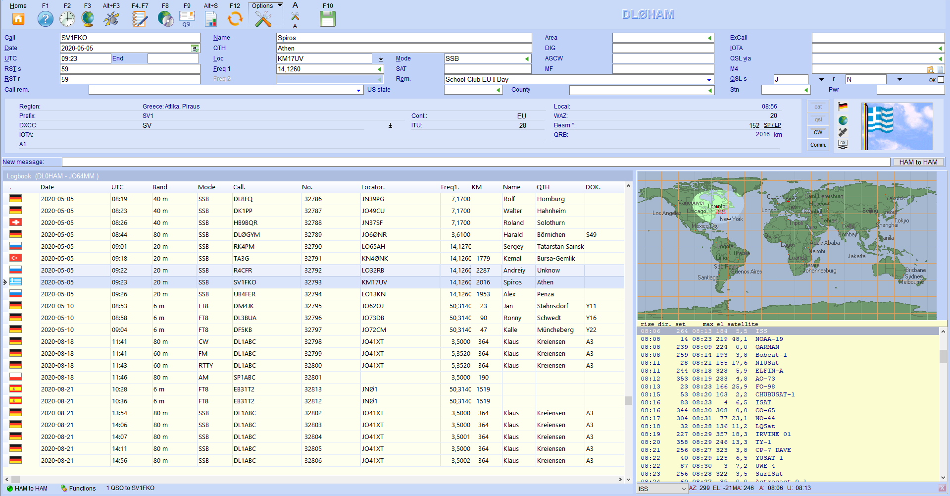 qso-eingabe mit satelliten-verfolgung hamoffice mein amateurfunk logbuch