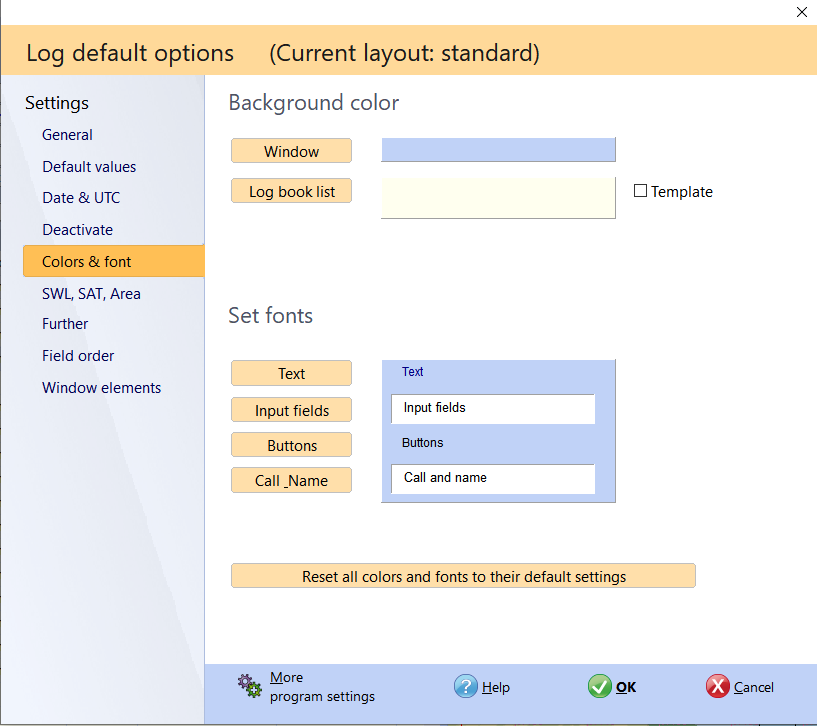 qso-input colors setting hamoffice my logbook amateur radio
