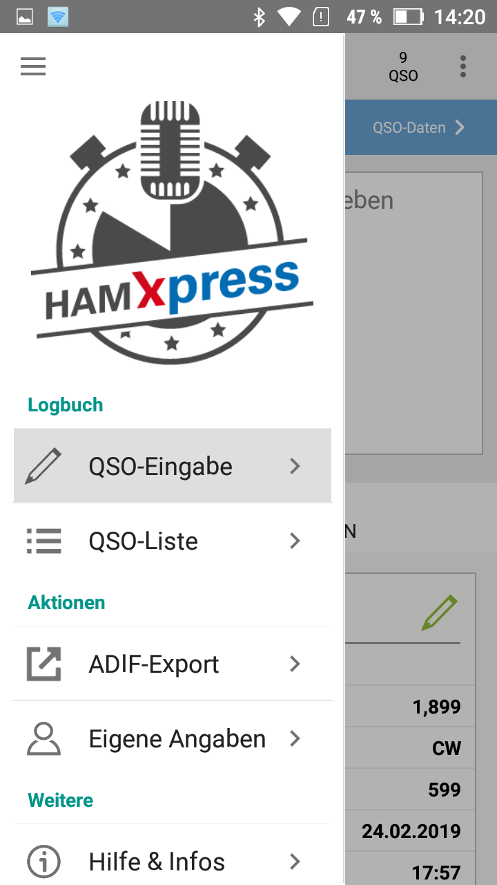 Screenshot mit Hauptmenü</u> der App